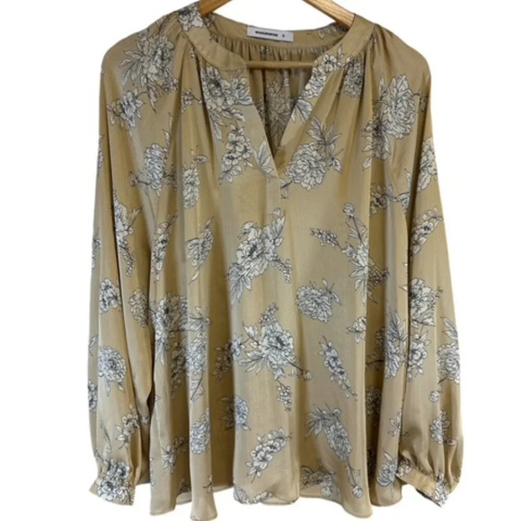 Woolworths Natural Split Mandarin Blouse Size 16 Peasant Boho Tunic Top - Picture 2 of 10